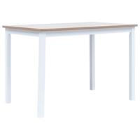 vidaXL Eettafel 114x71x75 cm massief rubberwood wit en bruin - vidaXL