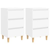 vidaXL Nachtkastjes 2 st met massief houten poten 40x35x69 cm wit