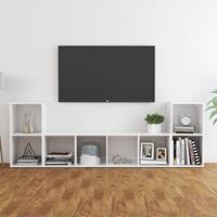 vidaXL 3-delige Tv-meubelset spaanplaat hoogglans wit