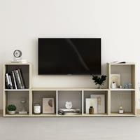 vidaXL 3-tlg. TV-Schrank-Set Weiß Sonoma-Eiche Spanplatte Beige