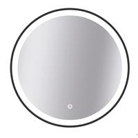 Praxis Spiegel Swann rond met ledverlichting touch schakelaar en spiegelverwarming zwart Ø90cm