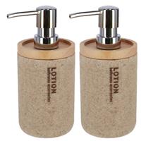 Set Van 2x Stuks Zeeppompjes/zeepdispensers Bruin Lotion 17 Cm - Navulbare Zeep Houder - Toilet/badkamer Accessoires