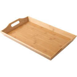 Decopatent Dienblad rechthoek - Groot Dienblad met handvaten - Bamboe houten Dienblad - Afm 50 x 30 x 6 Cm.