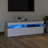 VidaXL Tv-meubel Met Led-verlichting 120x35x40cm Wit Sonoma Eikenkleur