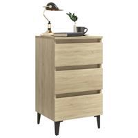 vidaxl Nachtkastje met metalen poten 40x35x69 cm sonoma eikenkleurig