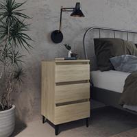 vidaXL Nachttische mit Metallbeinen 2 Stk. Sonoma-Eiche 40x35x69 cm 
