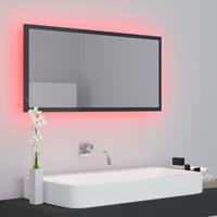 vidaXL Badkamerspiegel LED 90x8,5x37 cm spaanplaat hoogglans grijs