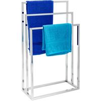 RELAXDAYS Handtuchständer H x B x T: ca. 82,5 x 46 x 21 cm Handtuchhalter aus verchromtem Metall in Edelstahl-Optik Badehandtuchhalter mit 3