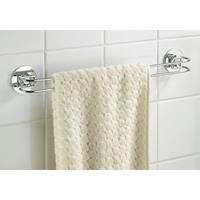 WENKO Handtuch Halter ohne bohren Stange Wand Bade Tücher Accessoires WC Ständer - silber glänzend