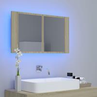 VIDAXL LED-Bad-Spiegelschrank Sonoma-Eiche 80x12x45 cm
