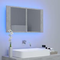 VIDAXL LED-Bad-Spiegelschrank Betongrau 80x12x45 cm