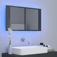 vidaXL Badkamerkast met spiegel en LED 80x12x45 cm hoogglans grijs