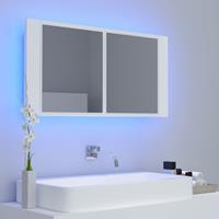 vidaXL Badkamerkast met spiegel en LED 90x12x45 cm wit