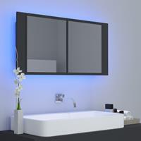 VIDAXL LED-Bad-Spiegelschrank Grau 90x12x45 cm