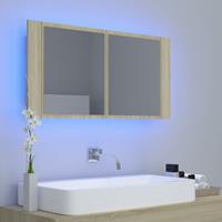 VIDAXL LED-Bad-Spiegelschrank Sonoma-Eiche 90x12x45 cm