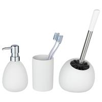 Wenko Bad-Accessoire Set Polaris, Weiß matt, 3-teilig, Keramik - Weiß - 