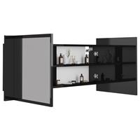VIDAXL LED-Bad-Spiegelschrank Hochglanz-Schwarz 100x12x45 cm