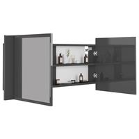 VIDAXL LED-Bad-Spiegelschrank Hochglanz-Grau 100x12x45 cm