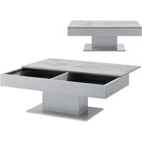 [EN.CASA] Couchtisch Lünen mit 2 Staufächern Betonoptik Hellgrau
