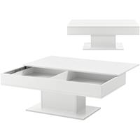 [EN.CASA] Couchtisch Lünen mit 2 Staufächern Weiß Hochglanz
