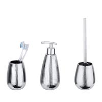 Wenko Bad-Accessoire-Set Dakar, 3-teilig - Silber glänzend - 