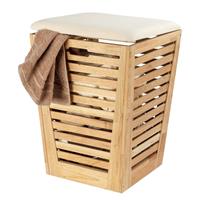 Wenko Wäschetruhe mit Sitzpolster Norway, Wäschesammler & Badhocker, massives Walnussholz, 55 L - Hocker: Walnuss - 