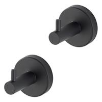 Wenko Wandhaken Uno Bosio Black matt, 2er Set, Edelstahl rostfrei - Haken: Matt - 