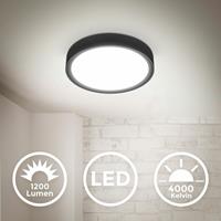 B.K.LICHT LED Deckenlampe 12W schwarz matt Deckenleuchte 4.000K Wohnzimmer Flur Küche 25cm