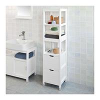 SOBUY Badezimmer-Hochschrank, Bad, Badregal, Badmöbel, FRG126-W