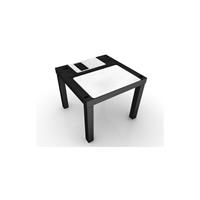 Bilderwelten Beistelltisch - Floppy Disk Label - Tisch Schwarz Weiß Tischfarbe: schwarz; Größe: 55 x 55 x 45cm