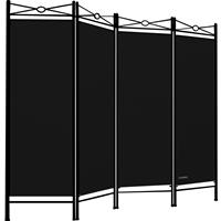 CASARIA Paravent Raumteiler Lucca 180x163 cm 4 tlg Trennwand Verstellbar Sichtschutz schwarz