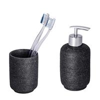 Wenko Bad-Accessoires Set Goa Neo Anthrazit, 2-teilig, Zahnputzbecher, Seifenspender - Anthrazit - 