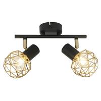 QAZQA Design Spot schwarz mit Gold 2-Licht - Mesh