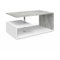 Vicco Couchtisch GUILLERMO in Weiß Beton Optik - Wohnzimmer Sofatisch Kaffeetisch - 