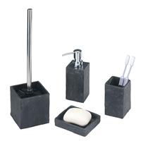 Wenko Bad-Accessoire-Set Slate Rock, 4-teilig - Metallteile: Glänzend, Anthrazit - 