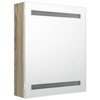 vidaXL Badezimmerspiegelschrank LED-Bad-Spiegelschrank Eichen-Optik 50x14x60 cm