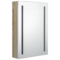 LED-Bad-Spiegelschrank Weiß und Eiche-Optik 50x13x70 cm vidaXL - Weiß