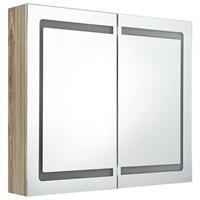 vidaXL Badkamerkast met spiegel en LED 80x12x68 cm eikenkleurig