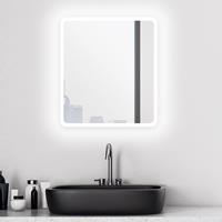 TALOS Moon 40 x 45 cm mit LED Beleuchtung in neutralweiß - mit umlaufenden Raumlicht- hochwertiger Aluminiumrahmen - An-Aus Taster am Rahmen - 