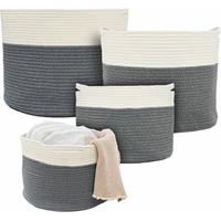 Dunedesign 4er Baumwoll Seilkorb Set - Boho Aufbewahrungskorb Wäschekorb Kinderzimmer Rund