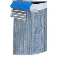 RELAXDAYS Eckwäschekorb Bambus, faltbare Wäschebox 60 l, platzsparend, Wäschesack Baumwolle, 65 x 49,5 x 37 cm, grau