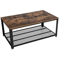 SONGMICS VASAGLE Couchtisch, Wohnzimmertisch, Sofatisch mit großer Ablage, Beistelltisch im Industriedesign, stabil, mit Metallgestell, einfach zu