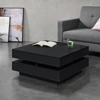 [EN.CASA] Couchtisch Annaba 75 x 75 x 35,5 cm Schwarz Hochglanz