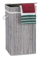 RELAXDAYS Wäschekorb Bambus, faltbar & tragbar, XL 70l mit Deckel, eckiger Wäschesammler, HxBxT: 63 x 36 x 36 cm, grau