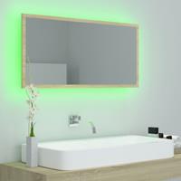 vidaXL Badkamerspiegel LED 90x8,5x37 cm spaanplaat sonoma eikenkleurig