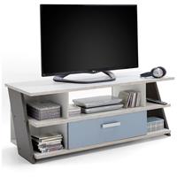 LOMADOX Jugendzimmer Fernsehschrank TV Lowboard LEEDS-10 Sandeiche Nb./weiß/Lava/Denim, B x H x T ca. 135 x 51,6 x 50 cm