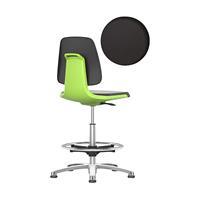 Bimos Werkstoel Labsit hoog, kunstleer, glijders, B 450 x D 420 x H 520 - 770 mm, groen