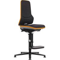 bimos Werkdraaistoel NEON, met voetdoppen en opstaphulp, textiel, flexband oranje