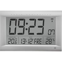 LCD-radiowandklok, h x b x d = 265 x 415 x 45 mm, zilverkleurig mat