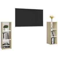 vidaXL Tv-meubelen 2 st 107x35x37 cm spaanplaat wit sonoma eikenkleur